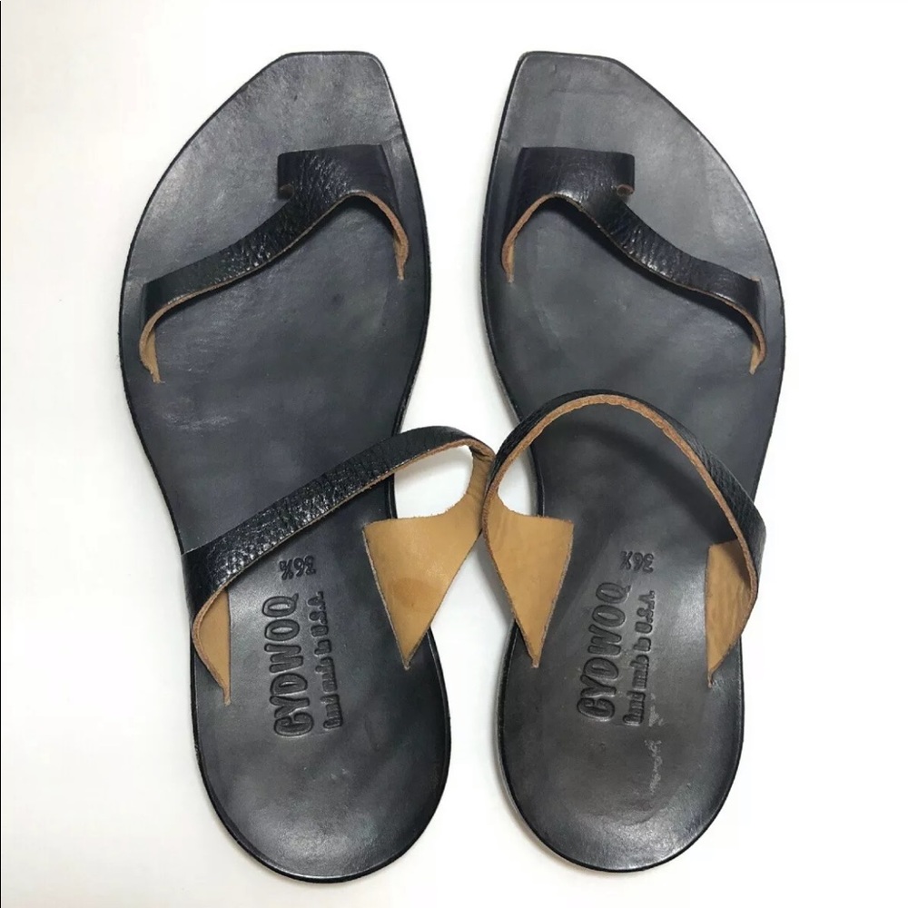 Cydwoq Leather Thong Strappy Slide Sandals EU 36.5